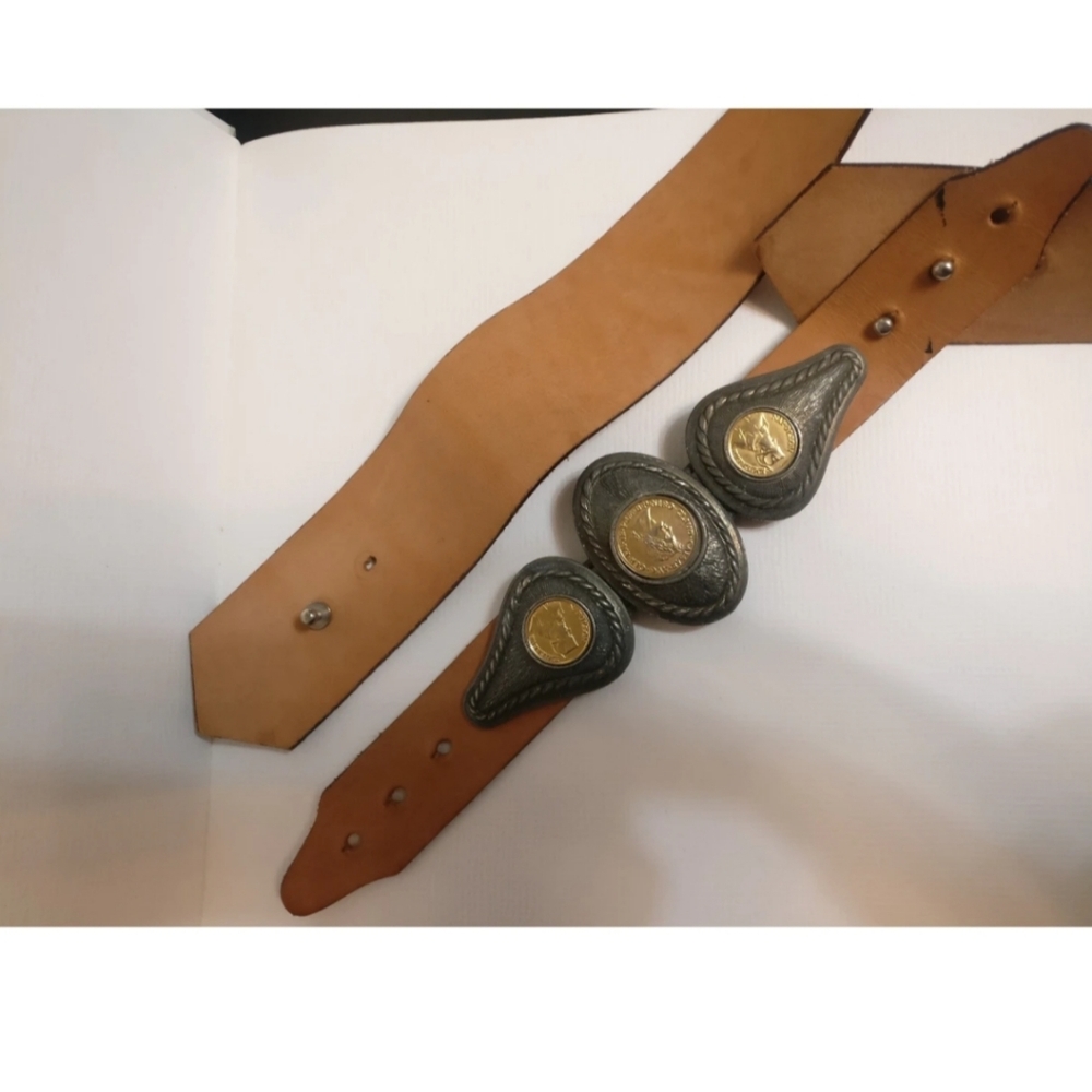 🇨🇦 Vintage 80s leather belt by M.Robichaud - Picture 3 of 7
